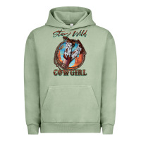 Pigment Oil Green Stay Wild Cowgirl Urban Hoodie - FaDigitalArtStudio