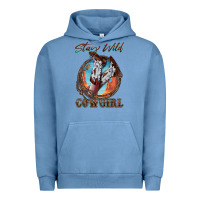 Pigment Pebble Blue Stay Wild Cowgirl Urban Hoodie - FaDigitalArtStudio