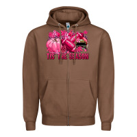 Chestnut Tis' the season Football Breast Cancer Zipper Hoodie - NancyCooperArtShop