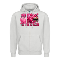 Dove Grey Tis' the season Football Breast Cancer Zipper Hoodie - NancyCooperArtShop