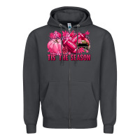 Smoke Tis' the season Football Breast Cancer Zipper Hoodie - NancyCooperArtShop