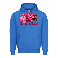 True Royal Tis' the season Football Breast Cancer Zipper Hoodie - NancyCooperArtShop