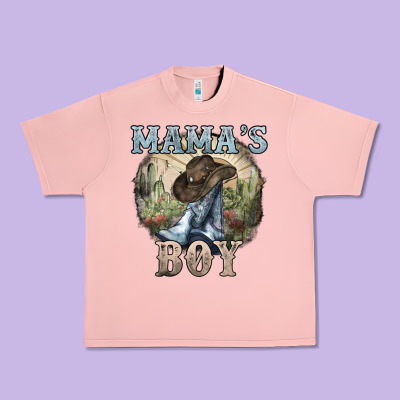 Mamas Boy Western Cowboy Boots Cactus Urban Heavy Tee Designed By Nancycooperartshop