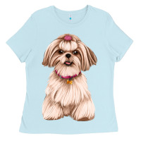 Baby Blue Shih Tzu Dog Design Ladies Tee - JahusDesignShop
