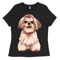 Black Shih Tzu Dog Design Ladies Tee - JahusDesignShop
