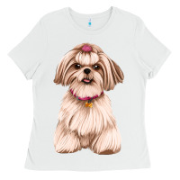 White Shih Tzu Dog Design Ladies Tee - JahusDesignShop
