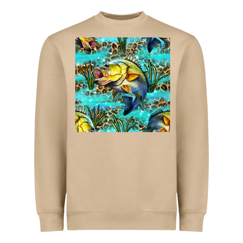 Lake Fish And Reeds With Leopard Seamless Pattern Bbs Heavyweight Sweatshirt by BundleAndBundleShop | Teevron