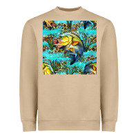 Mushroom Lake Fish And Reeds With Leopard Seamless Pattern Bbs Heavyweight Sweatshirt - BundleAndBundleShop