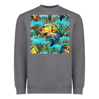 Storm Lake Fish And Reeds With Leopard Seamless Pattern Bbs Heavyweight Sweatshirt - BundleAndBundleShop