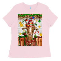 Bubblegum Pink christmas goat air freshener Ladies Tee - Artiststas