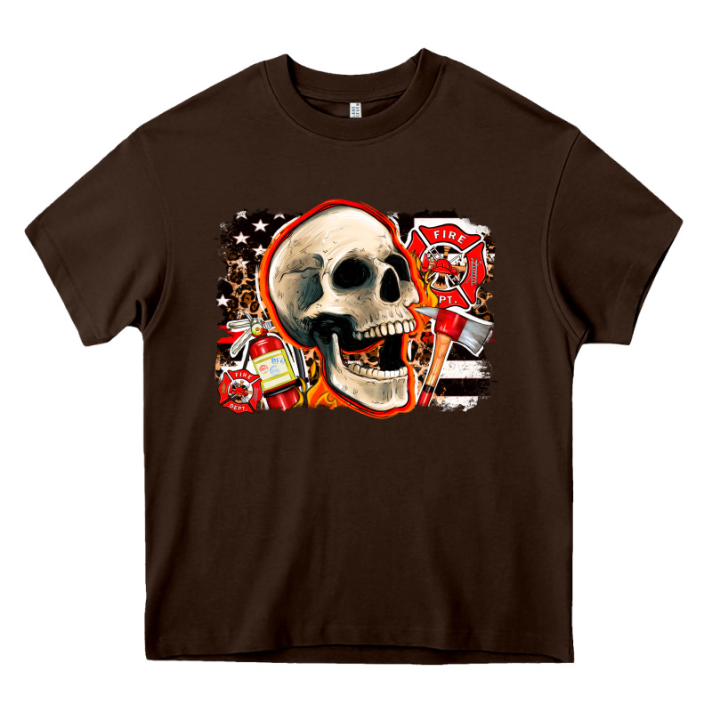 Firefighter Skull Heavy Core Tee by AdoDesignShop | Teevron