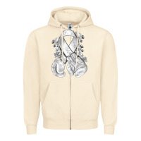 Sandshell Lung Cancer white ribbon with boxing gloves Zipper Hoodie - NancyCooperArtShop
