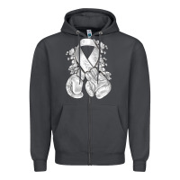 Smoke Lung Cancer white ribbon with boxing gloves Zipper Hoodie - NancyCooperArtShop