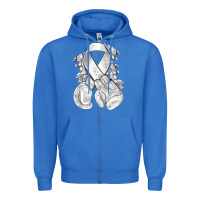 True Royal Lung Cancer white ribbon with boxing gloves Zipper Hoodie - NancyCooperArtShop