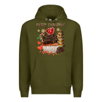 Army Green merry christmas cupcake chocolate Premium Hoodie - CowGirlArtShop