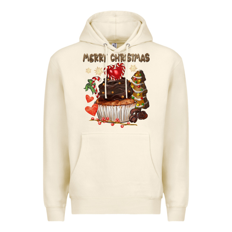 Merry Christmas Cupcake Chocolate Premium Hoodie by CowGirlArtShop | Teevron