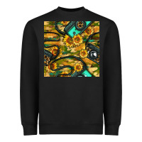 Black Leopard Digital Camera And Sunflowers With Camouflage Seamless Pattern Heavyweight Sweatshirt - BundleAndBundleShop