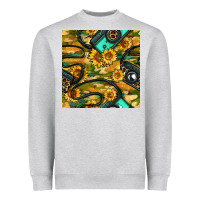 Heather Grey Leopard Digital Camera And Sunflowers With Camouflage Seamless Pattern Heavyweight Sweatshirt - BundleAndBundleShop