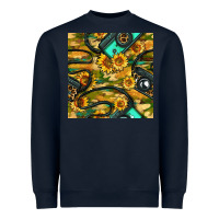 Navy Leopard Digital Camera And Sunflowers With Camouflage Seamless Pattern Heavyweight Sweatshirt - BundleAndBundleShop