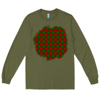 Army Green Christmas Tartan Patch Long Sleeve Tee - BundleAndBundleShop