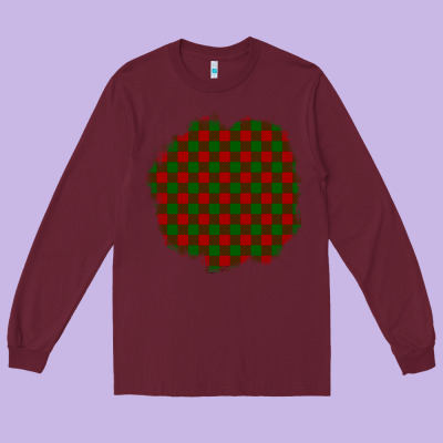 Christmas Tartan Patch Long Sleeve Tee Designed By Bundleandbundleshop