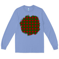Colony Blue Christmas Tartan Patch Long Sleeve Tee - BundleAndBundleShop
