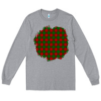 Heather Grey Christmas Tartan Patch Long Sleeve Tee - BundleAndBundleShop