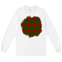 White Christmas Tartan Patch Long Sleeve Tee - BundleAndBundleShop