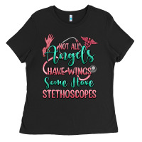 Black not all angels have wings some have stethoscopes Ladies Tee - RanaPortraitStore