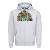 Heather Grey Western Rainbow with Leopard and Gemstone Zipper Hoodie - texasbilliewilder