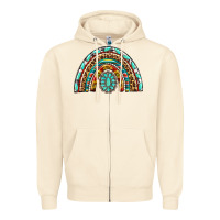 Sandshell Western Rainbow with Leopard and Gemstone Zipper Hoodie - texasbilliewilder
