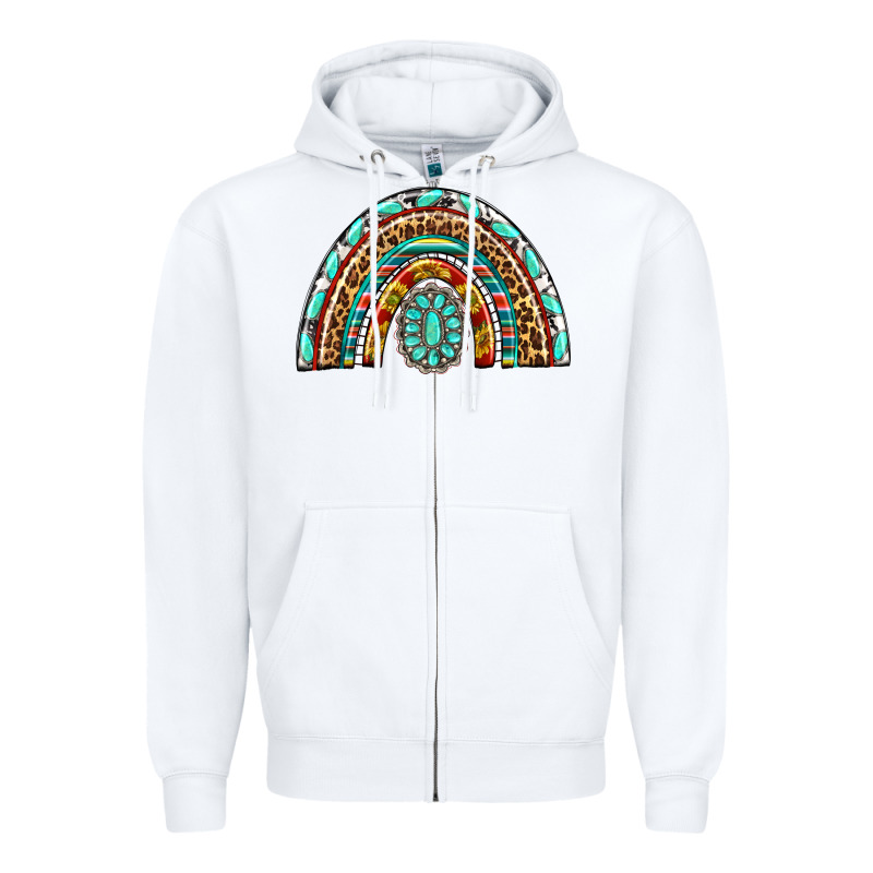 Western Rainbow With Leopard And Gemstone Zipper Hoodie by texasbilliewilder | Teevron