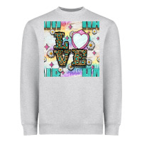 Heather Grey Leopard Love Hair And Mirror With Daisy Seamless Pattern Bbs Heavyweight Sweatshirt - BundleAndBundleShop