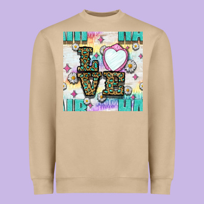 Leopard Love Hair And Mirror With Daisy Seamless Pattern Bbs Heavyweight Sweatshirt Designed By Bundleandbundleshop