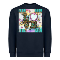 Navy Leopard Love Hair And Mirror With Daisy Seamless Pattern Bbs Heavyweight Sweatshirt - BundleAndBundleShop