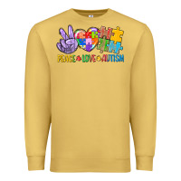 Antique Gold Peace love Autism Premium Sweatshirt - CowGirlArtShop