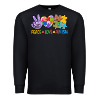 Black Peace love Autism Premium Sweatshirt - CowGirlArtShop