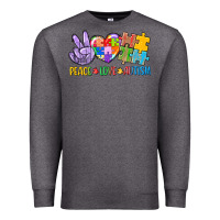 Charcoal Heather Peace love Autism Premium Sweatshirt - CowGirlArtShop