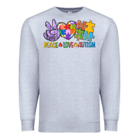 Heather Grey Peace love Autism Premium Sweatshirt - CowGirlArtShop