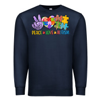 Navy Peace love Autism Premium Sweatshirt - CowGirlArtShop