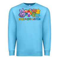 Ocean Blue Peace love Autism Premium Sweatshirt - CowGirlArtShop