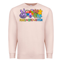 Pale Pink Peace love Autism Premium Sweatshirt - CowGirlArtShop