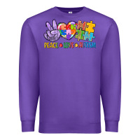 Purple Peace love Autism Premium Sweatshirt - CowGirlArtShop