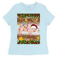 Baby Blue christmas pig Ladies Tee - Artiststas
