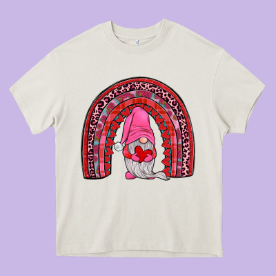 Valentines Gnomies Rainbow Heavy Core Tee Designed By Jahusdesignshop