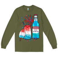 Army Green th of july drinks, american ice Long Sleeve Tee - JahusDesignShop