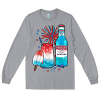 Heather Grey th of july drinks, american ice Long Sleeve Tee - JahusDesignShop