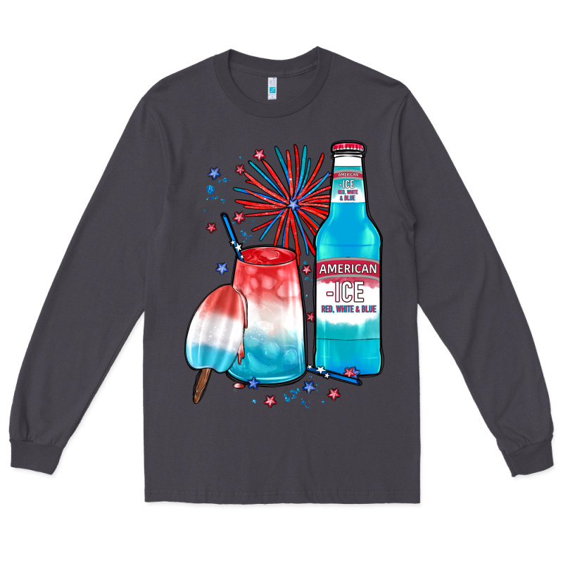 Th Of July Drinks, American Ice Long Sleeve Tee by JahusDesignShop | Teevron