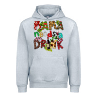 Heather Grey Mama Needs A Drink Urban Hoodie - FaDigitalArtStudio