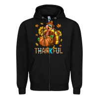 Black Thankful Turkey Zipper Hoodie - texasbilliewilder